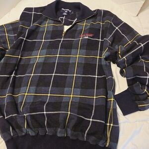 Vintage 90s Ralph Lauren Polo Sport Sz L Quarter Zip Crewneck Plaid Sweatshirt